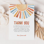 Boho Sunshine Gender Neutral Baby Shower Tack Kort<br><div class="desc">Välkomna din lilla solstråle med Boho Sunshine Neutral Baby Shower Tack för ditt kort med en vacker solljus för gult,  guld,  orange,  blått och persikofärgat solsken.</div>