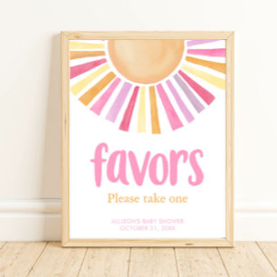 Boho sunshine Girl Baby duscha favors-tecken Poster