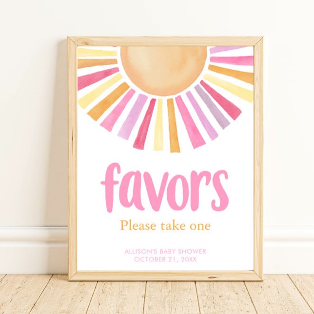 Boho sunshine Girl Baby duscha favors-tecken Poster (Skapare uppladdad)