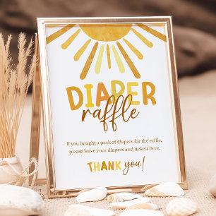 Boho Sunshine Gult Baby Shower Diaper Raffle Poster
