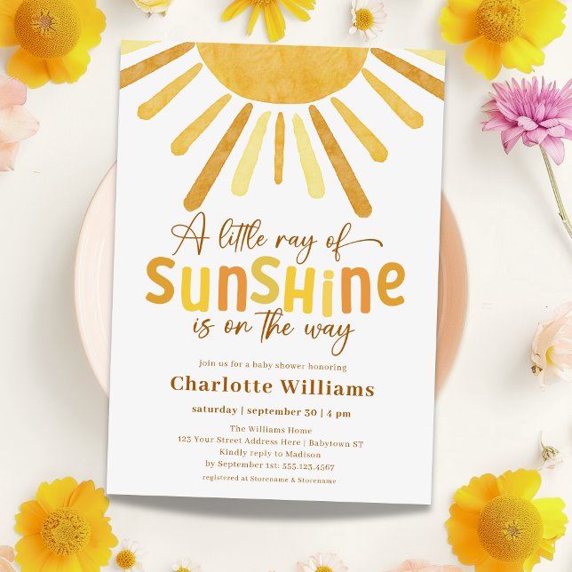 Boho Sunshine Gult Baby Shower Inbjudningar (Skapare uppladdad)