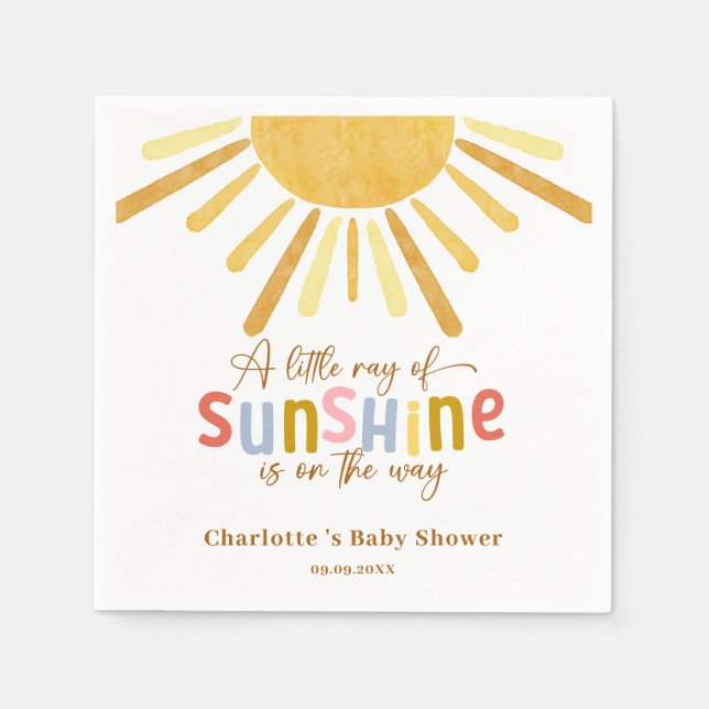 Boho Sunshine Gult Baby Shower Pappersservett (Framsidan)