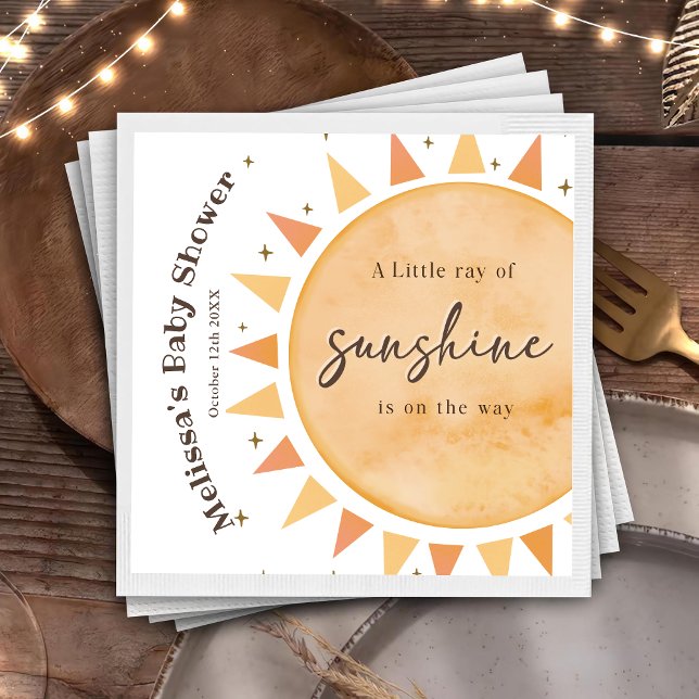 Boho Sunshine Gult Baby Shower Party Napkins Pappersservett (Skapare uppladdad)