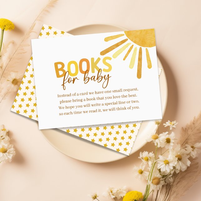 Boho Sunshine Gult Bokar för Baby Baby Shower Tilläggskort (Little Ray of Sunlight Books for Baby Request Card)