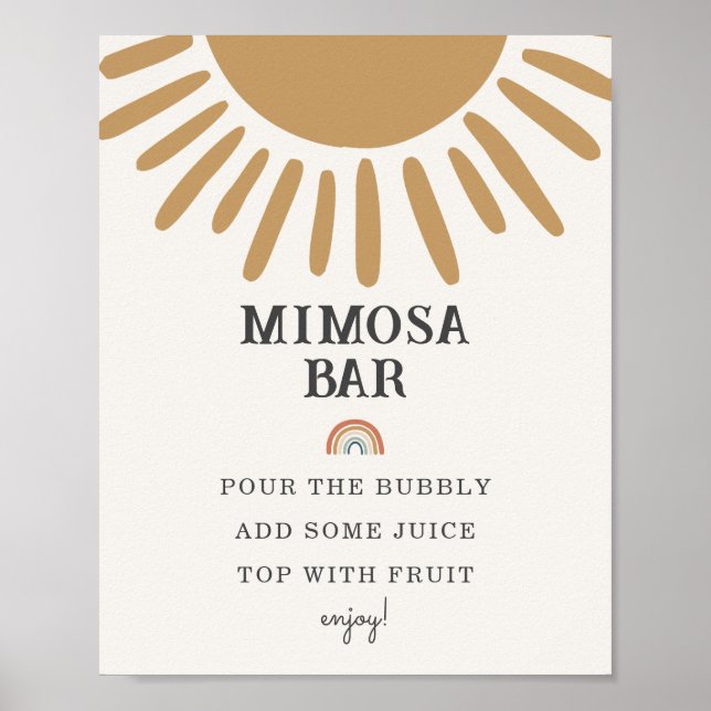 boho sunshine mimosa pub babyduschskylt party poster (Framsidan)