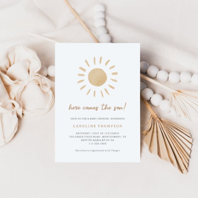 Boho Sunshine Minimal Bebis Badrumsfest Inbjudningar (Skapare uppladdad)