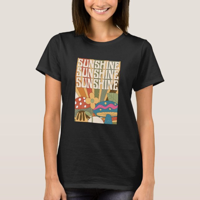 Boho Sunshine Mushroom Plant Blomsterträdgård Fora T Shirt (Framsida)