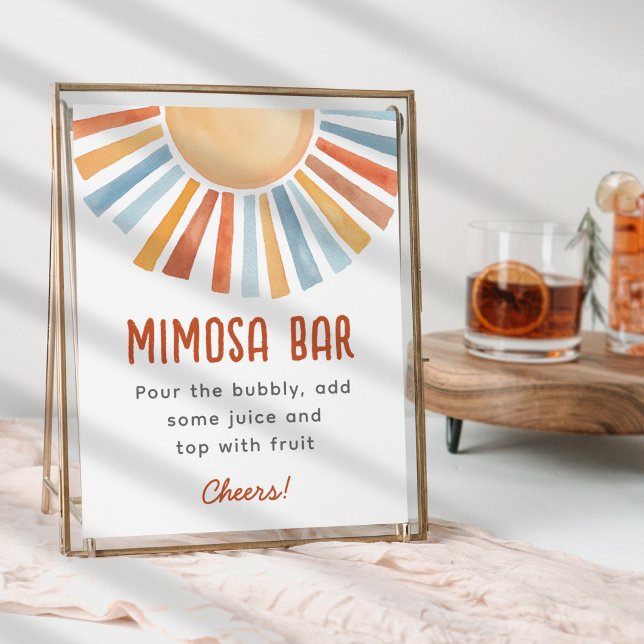 Boho Sunshine Neutralt Baby Shower Mimosa Sign Fototryck (Skapare uppladdad)
