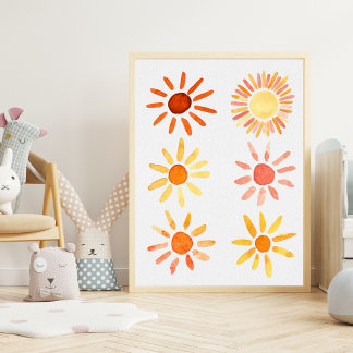 Boho Sunshine Nursery Barnrumsdekor Poster