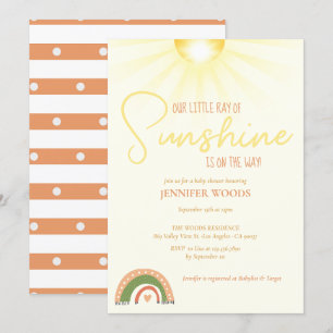 Boho Sunshine Rainbow Baby Shower Inbjudningar