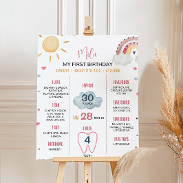 Boho Sunshine Rainbow Birthday Milestone Poster