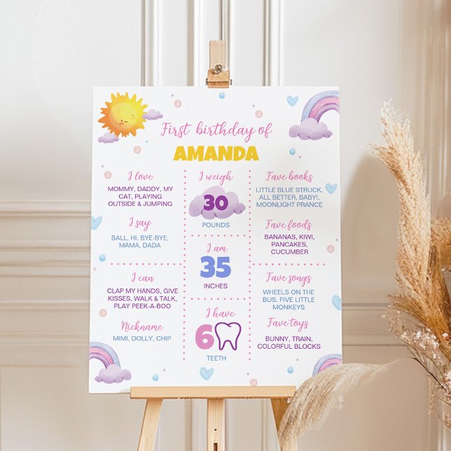Boho Sunshine Rainbow Birthday Milestone Poster (Skapare uppladdad)