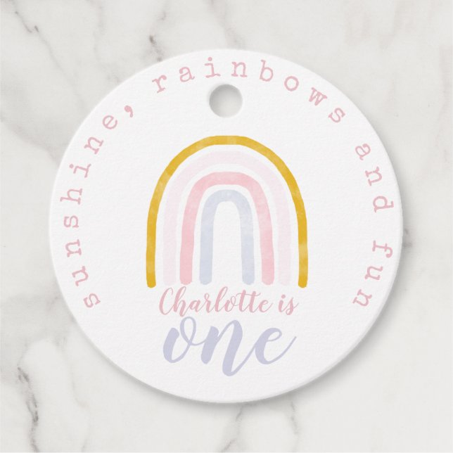 Boho Sunshine, Rainbows och Roligt Birthday Gåvor Etiketter (Framsida)