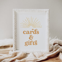 Boho Sunshine Sol Baby Shower Card and Gifts Sign Poster