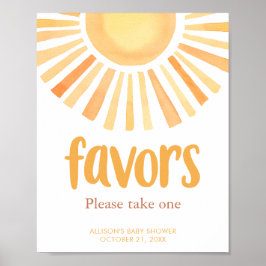 Boho sunshine sol babydusch party favors-tecken poster