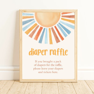 Boho sunshine sol Diaper Raffle babbelduschskylt Poster