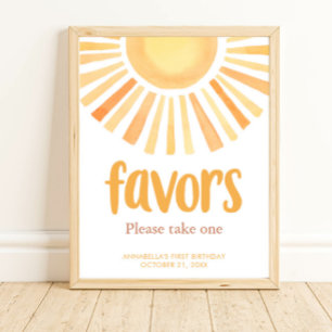 Boho sunshine sol födelsedagsfest favors -tecken poster