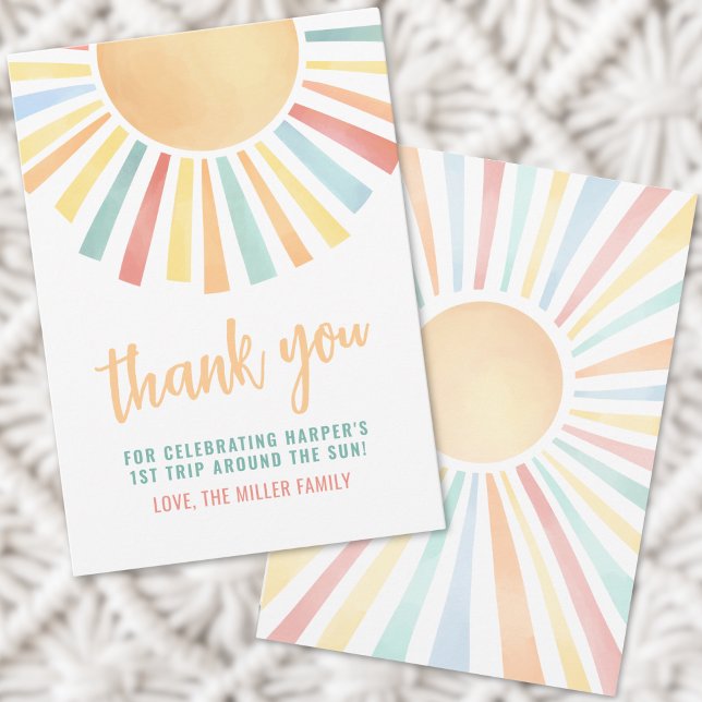 Boho Sunshine Sol Tack Inbjudningar (Boho Sunshine Sun Thank You Invitation)