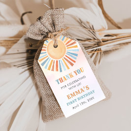 Boho Sunshine Sol Terra Cotta Födelsedag Presentetikett