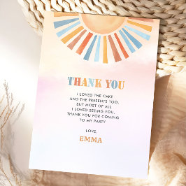 Boho Sunshine Sol Terra Cotta Födelsedag Tack Kort