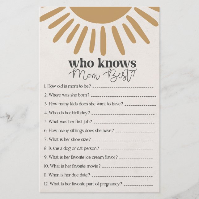 Boho sunshine som känner mamma bästa spel (Framsida)