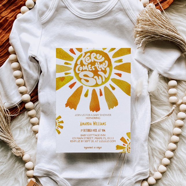 Boho Sunshine Watercolor Bebis-fest Inbjudningar (Skapare uppladdad)
