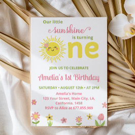 Boho Sunshine Wildblomma 1:a födelsedagsinbjudan Inbjudningar