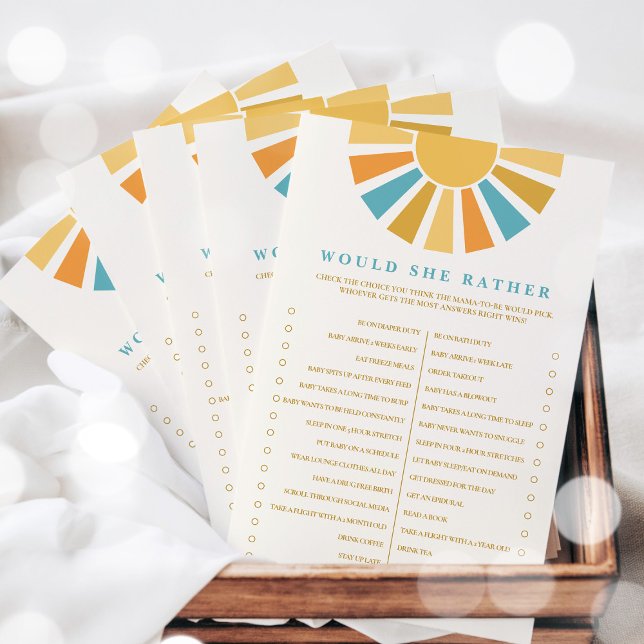 Boho Sunshine Would She Rather Baby Shower-spel (Skapare uppladdad)