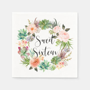Boho Suskulärt Blommigt Utandning Sweet sixteen P Pappersservett