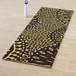 Boho Svart Guld Etnisk Blommig Yogamatta