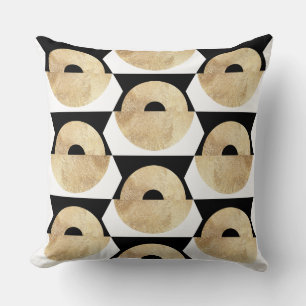 Boho svartvit guld geometrisk mönster kudde