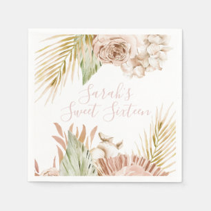 Boho Sweet 16 Birthday Dried Flowers Pappersservett