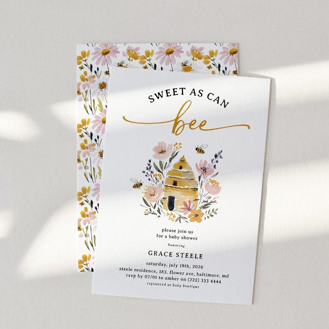 Boho Sweet as Can Bee Baby Shower Inbjudningar (Skapare uppladdad)
