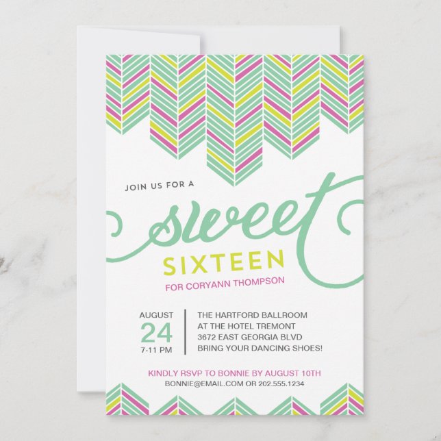 Boho Sweet sixteen Inbjudningar (Framsida)