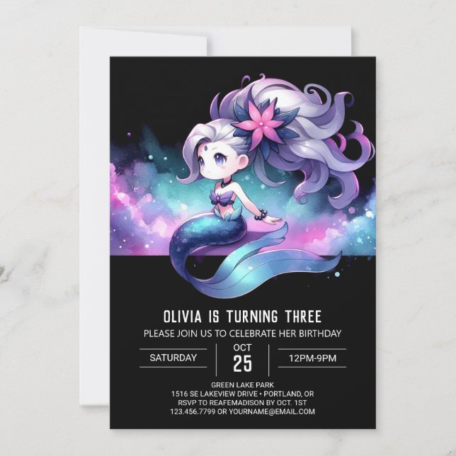Boho Sweet Sjöjungfru Birthday Inbjudningar (Framsida)
