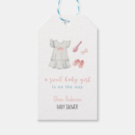 Boho Sweet Vintage Girl Outfit Baby Shower Presentetikett