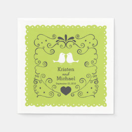 Boho Swirls, Curls, a Banner & Lovebird Bröllop Pappersservett