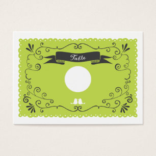 Boho Swirls, Curls, a Banner & Lovebird Bröllop Visitkort
