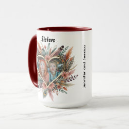 Boho systermugg med blomhjärta & namn mugg