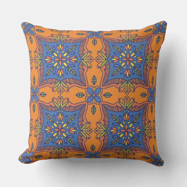 Boho Talavera Tile Kudde (Framsida)