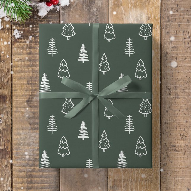 Boho Tallmodern Jul Minimalistisk Skog Presentpapper (Skapare uppladdad)