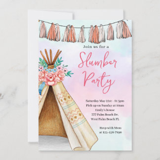 Boho Tält Inbjudan Till Soveripartaj