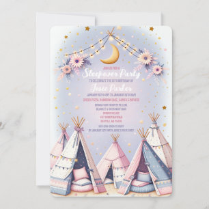 Boho Tält Söstrarnas Pyjamasparty Sömnparty Inbjudningar