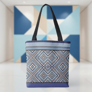 Boho Tan, Svart, Blå Tribal Inspirerad Tygkasse