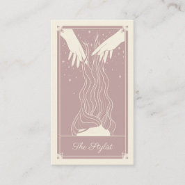Boho Tarot Hairdresser Dusky Rosa Affärskort Visitkort