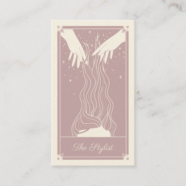 Boho Tarot Hairdresser Dusky Rosa Affärskort Visitkort (Framsida)