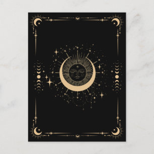 Boho tarot måne sol vykort