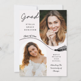 Boho Tassel Grad Announcement with Photo Inbjudningar