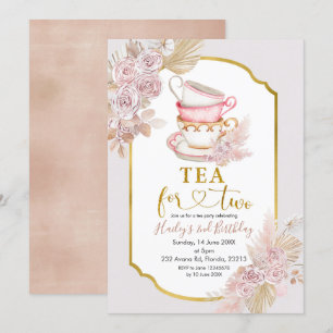 Boho Tea för två andra födelsedagsinbjudningar Inbjudningar