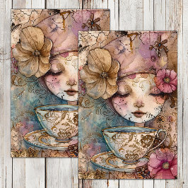 BOHO TEA GIRL DECOUPAGE TISSUE PAPER
